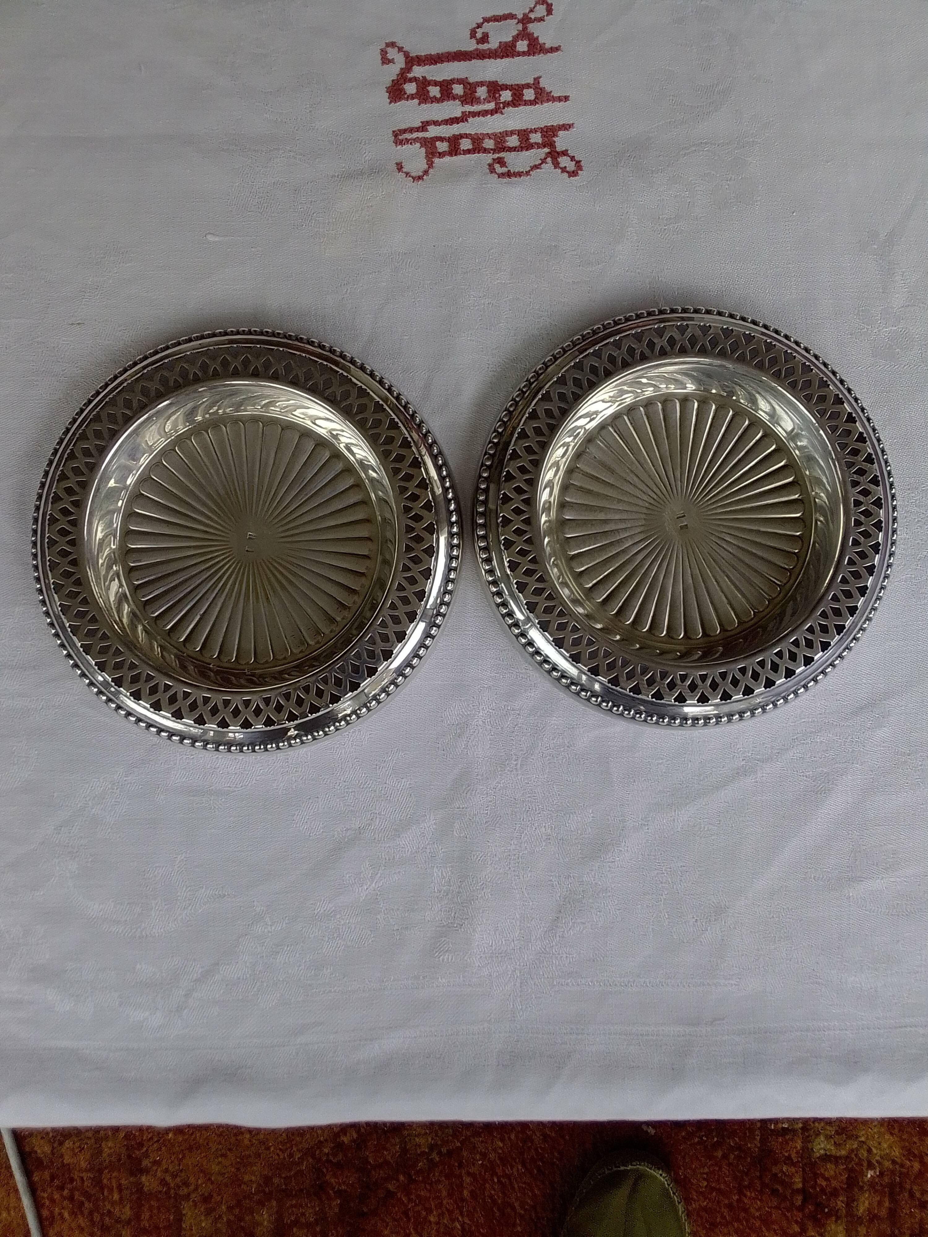 2 dessous de verre bouteille métal argenté