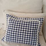 Set of 2 vintage cushions, blue gingham