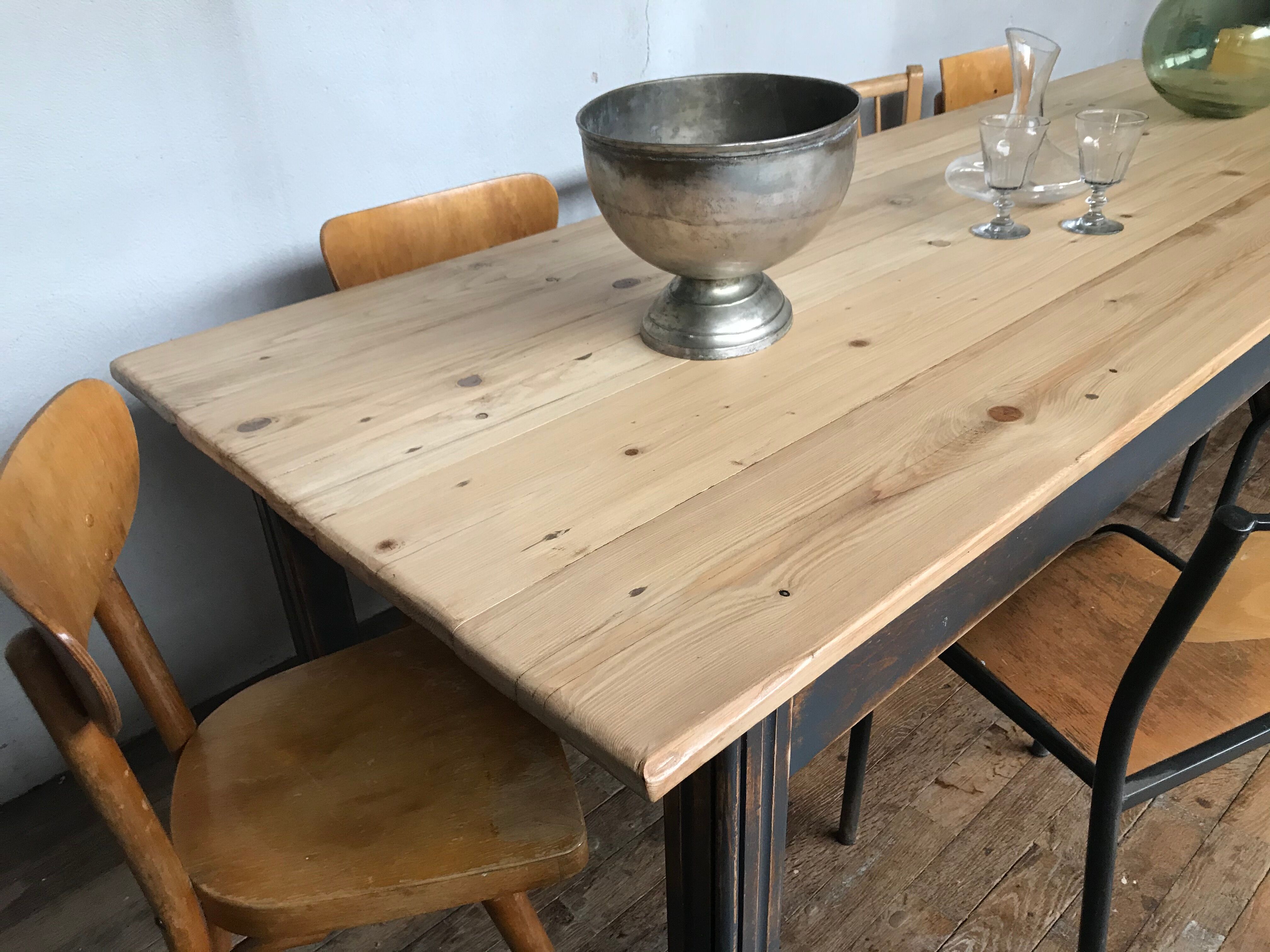 Farm table, early 20th fir bistro countryside