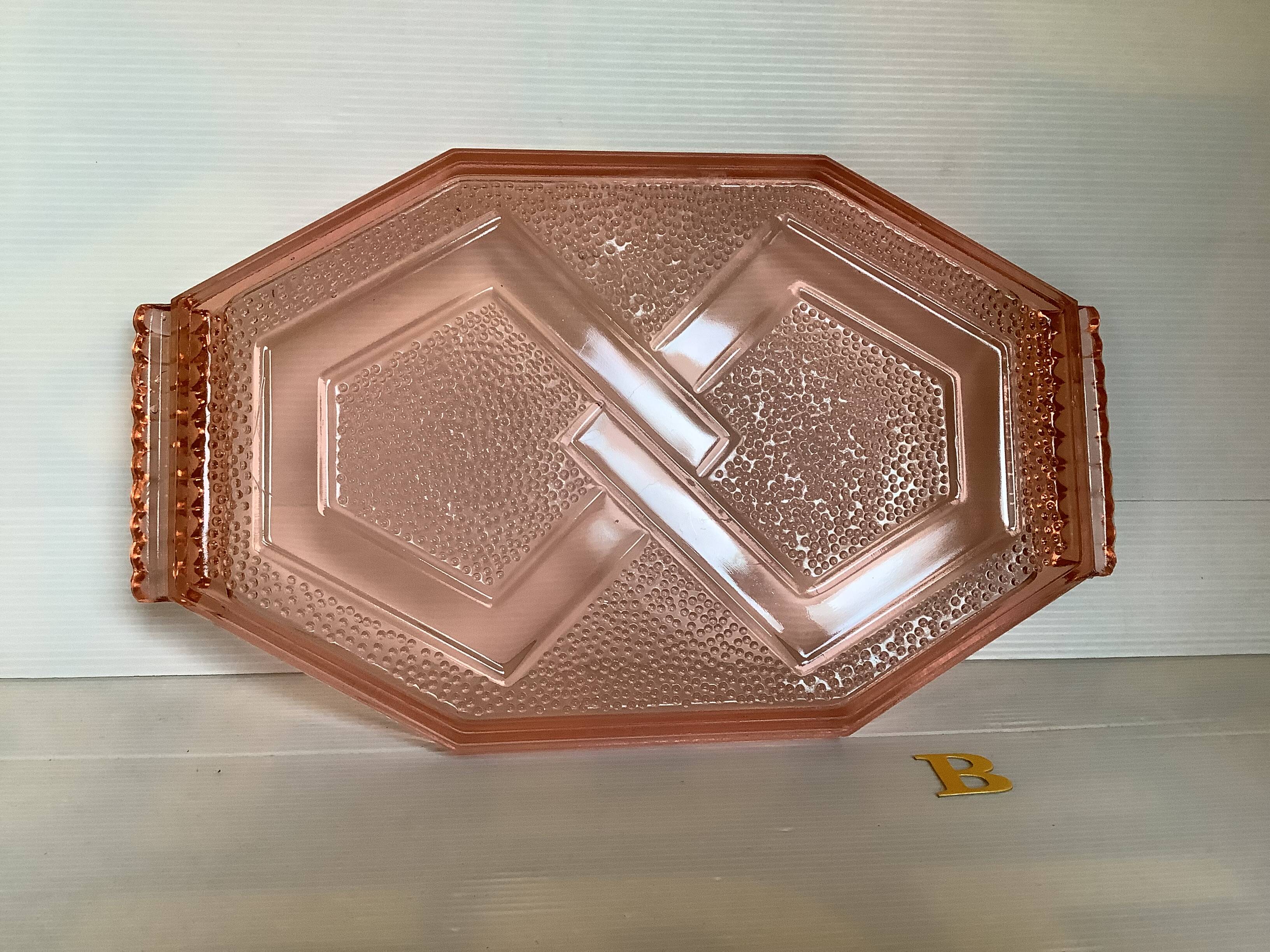 Rosaline B style pink glass tray dish