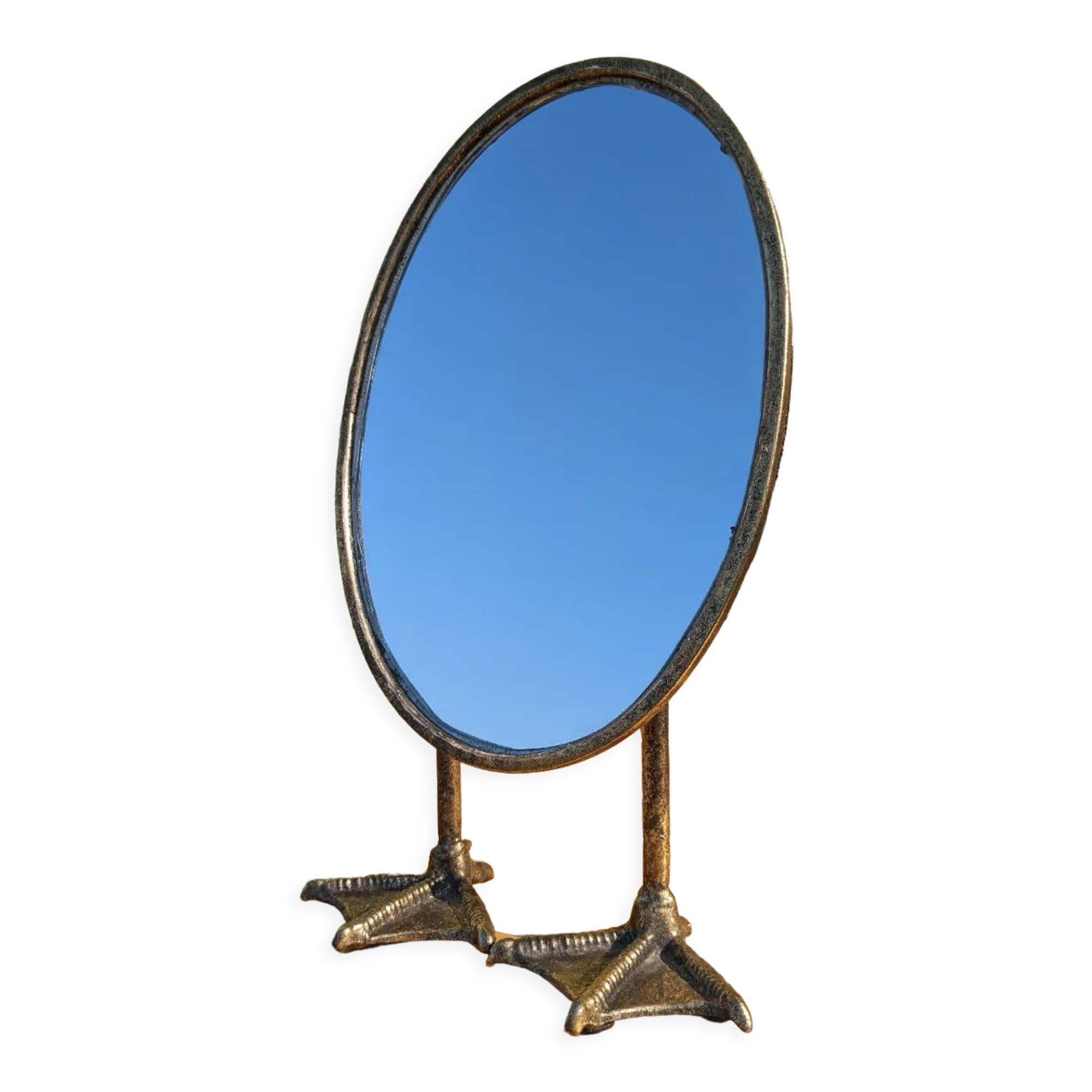 Metal mirror with duck legs