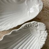 Duo of white earthenware shell bowls