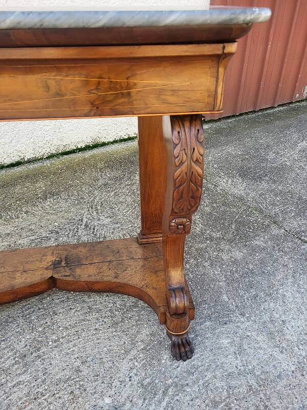 Empire restauration console with marble top in walnut from the 19th century