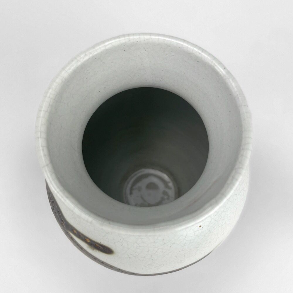 Vase sandstone enamelled abstract calligraphic decoration