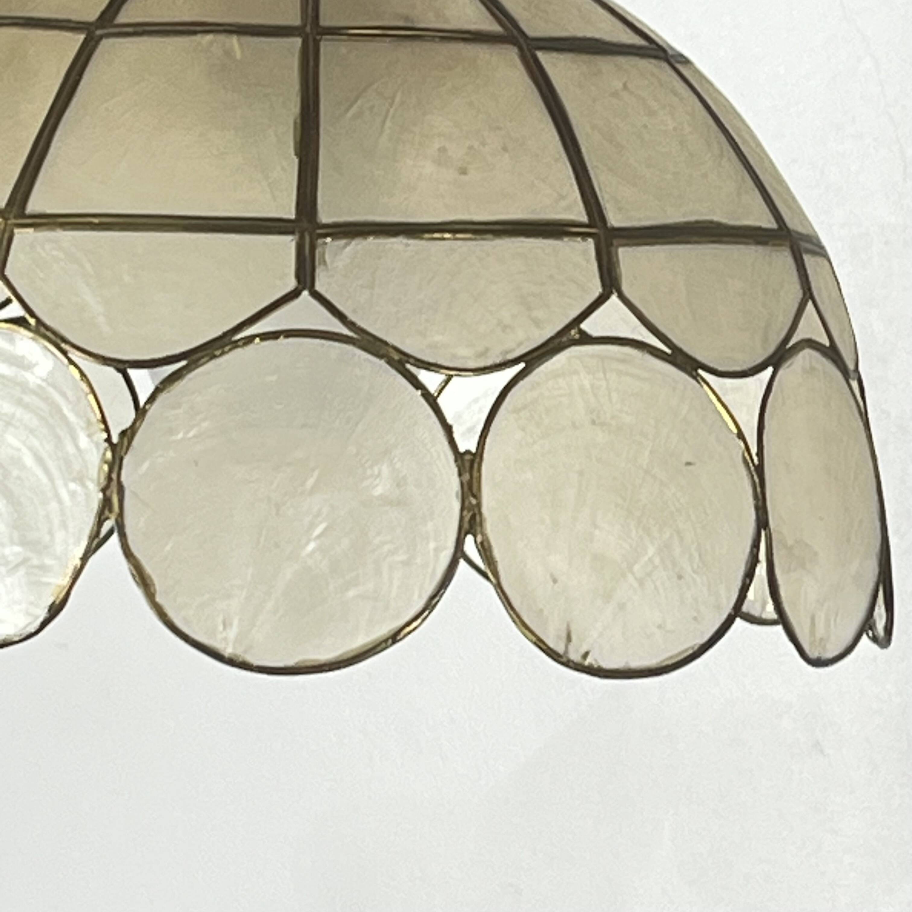 Paire de suspensions lustres en nacre capiz 1950