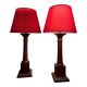 Pair of solid wood column lamps