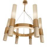 Contemporary Gold Ring Chandelier With Gradient White and Carrara Marble Glasses by Simoeng