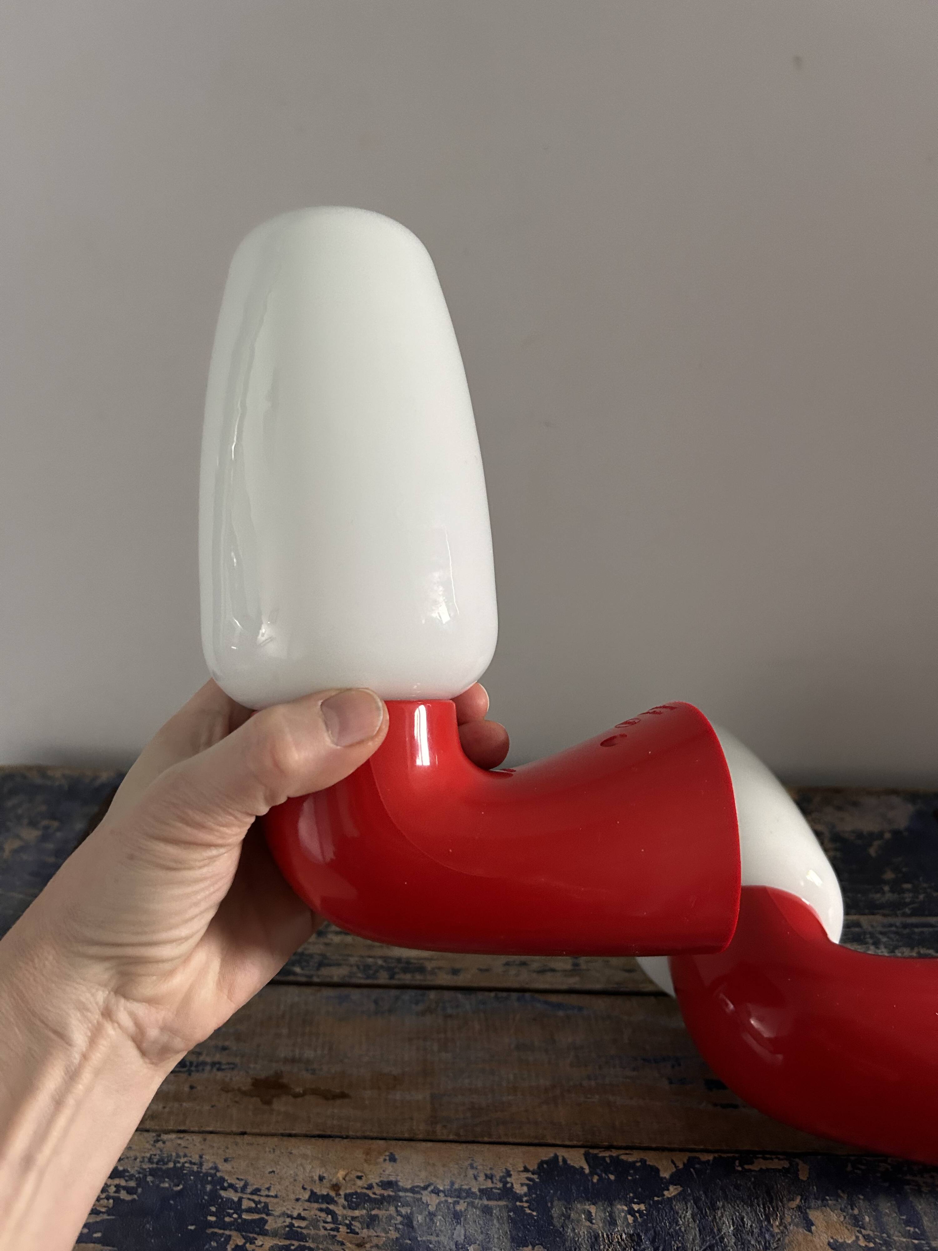 Pair of red and white seventies wall lights