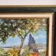 Oil painting on Isorel - Mediterranean landscape with Mimosa, signed Greuillet.
