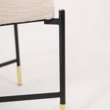 Pair of white benches, in lacquered and gilded metal. 2000s.
