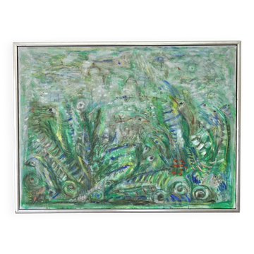 Peinture impressionniste abstraite - Mouvement. Croissance verte