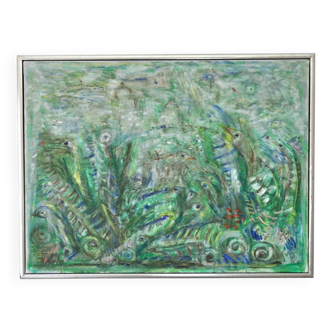 Abstract impressionism painting - Movement. Green Growth