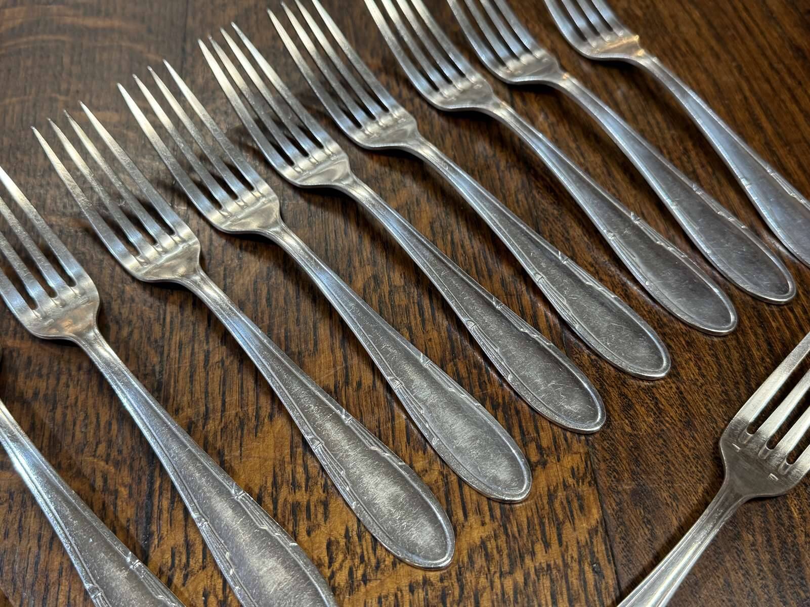 Set of 12 large silver-plated forks