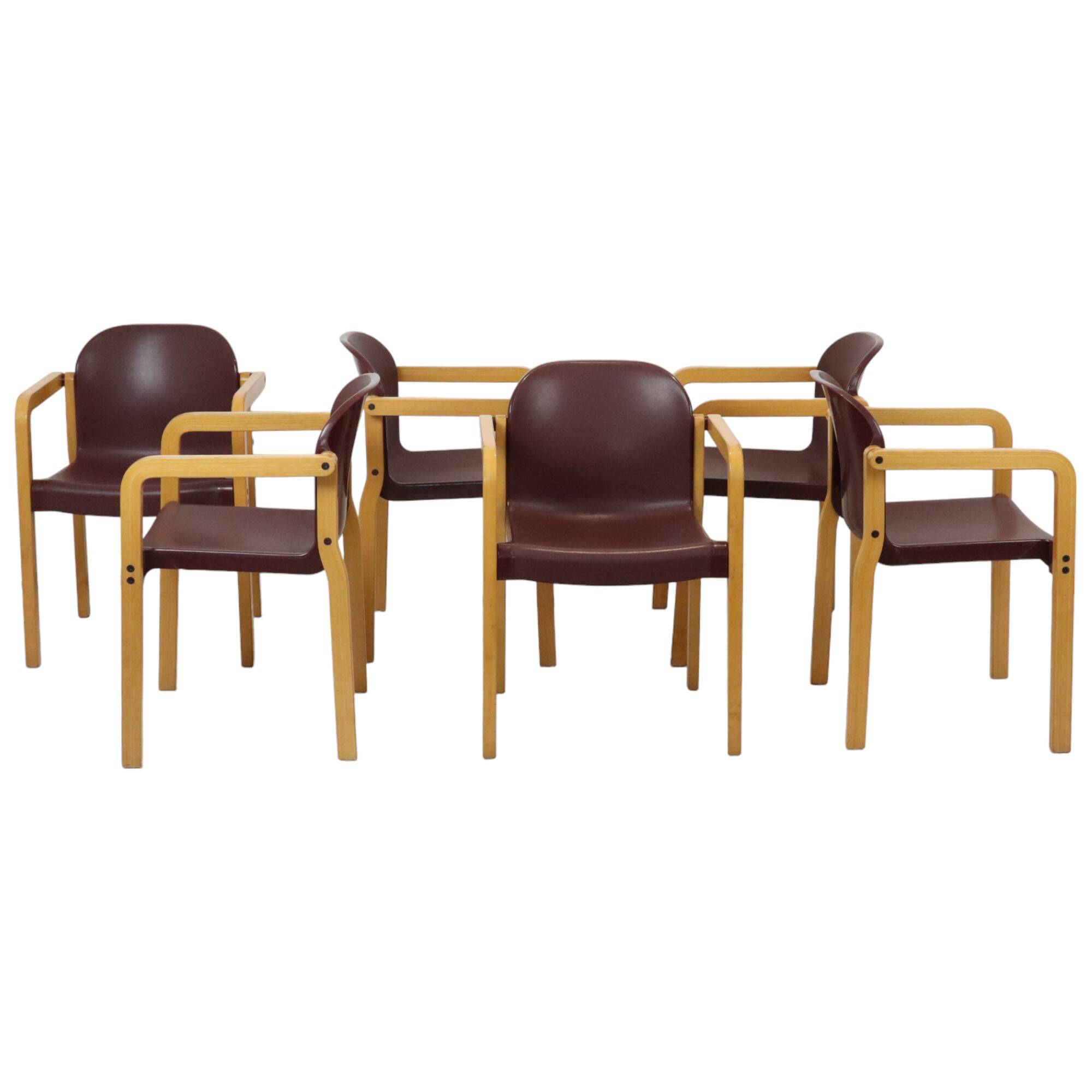 Lot de 6 chaises design vintage Dolmas Kembo JB Meijer années 1980