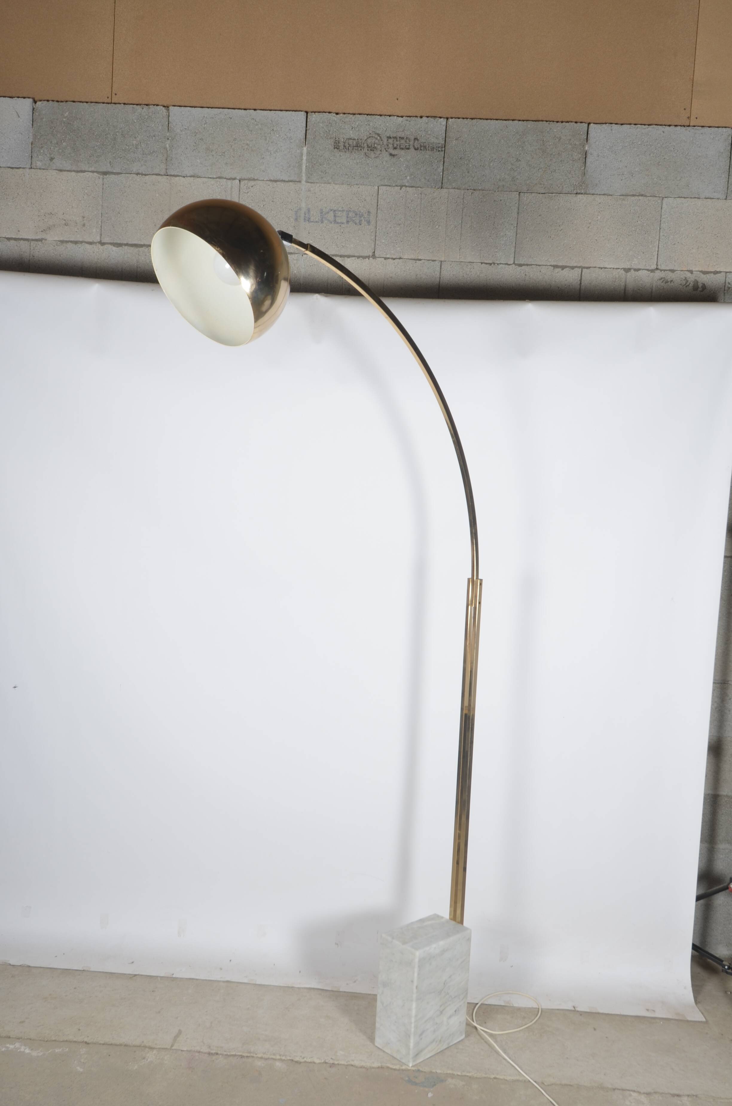 Arc floor lamp, marble feet.