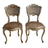 2 chaises cannées de style Régence Louis XV
