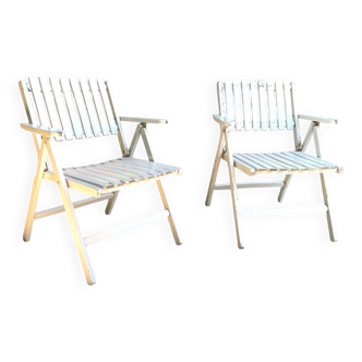 Paire Fauteuils de jardin bois vintage par r.gleizes