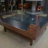 Coffee table in rosewood and glass 1970