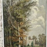 Oil on panel, animated landscape of a walker, Signed Ramos, early 20th century