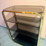 Vintage shelf in brass and smoked glass – Italian work, circa 1970.