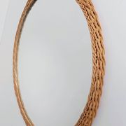 Rustic French Provence Wicker Round Mirror, Mid-Century, Handmade, France