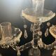 Antique twisted blown glass candle holder – 3 arms with tassels