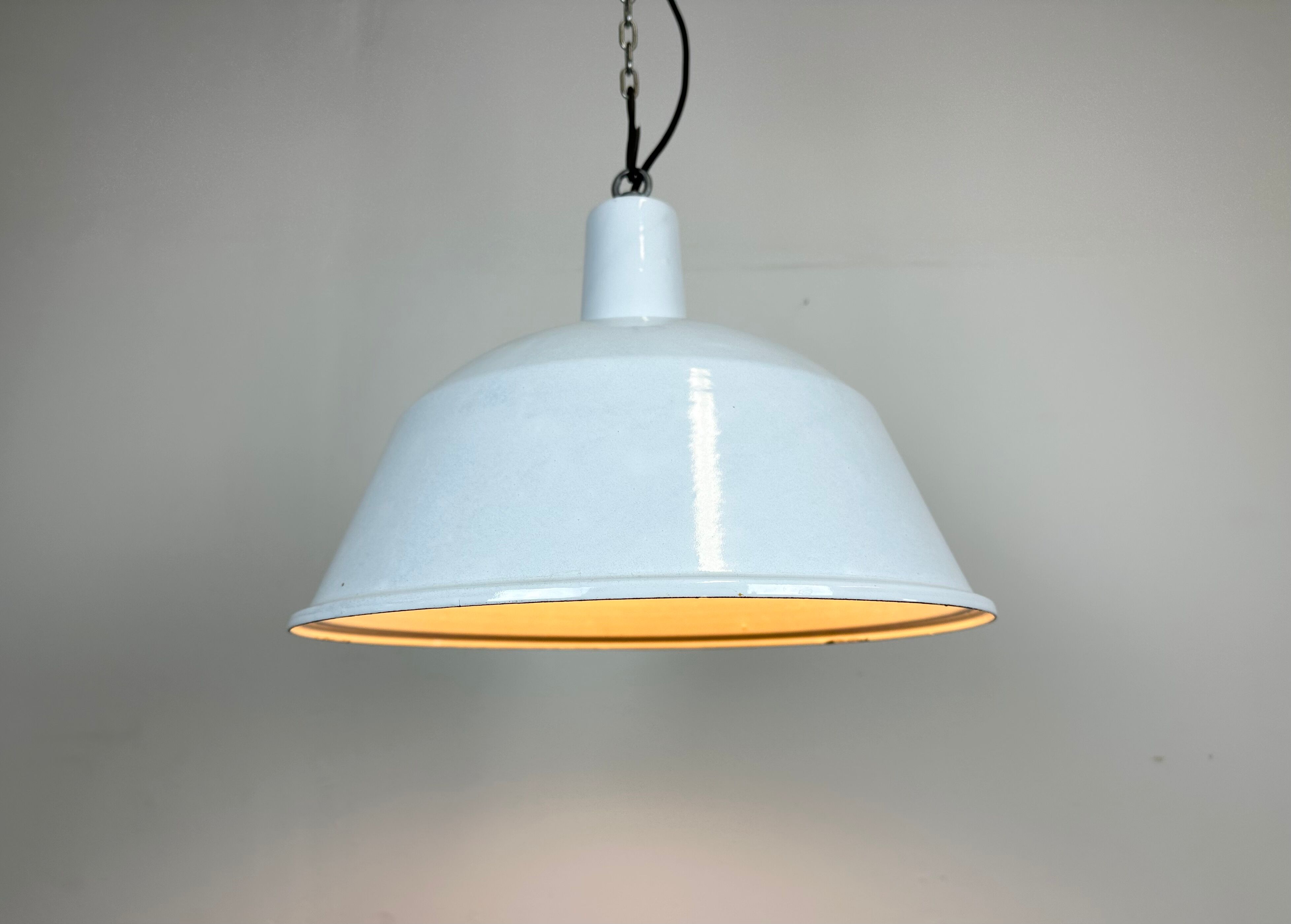 Industrial White Enamel Pendant Lamp from EMAX, 1960s