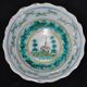 Nevers earthenware dish decorated with a Chinese pagoda, 18th century