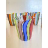 Set of 6 Contemporary Multicolored Murano Style Glasses