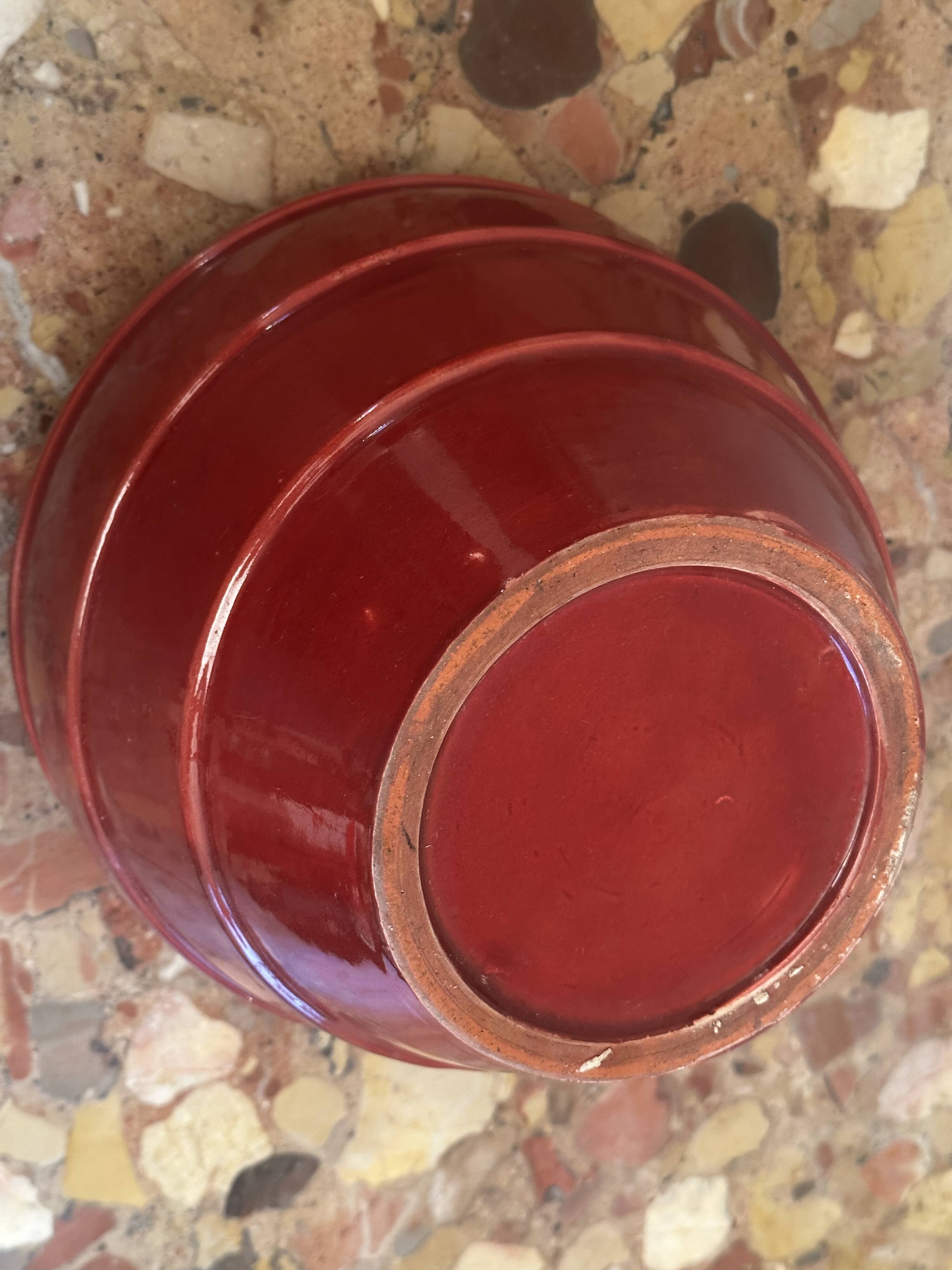 Burgundy glazed ceramic planter