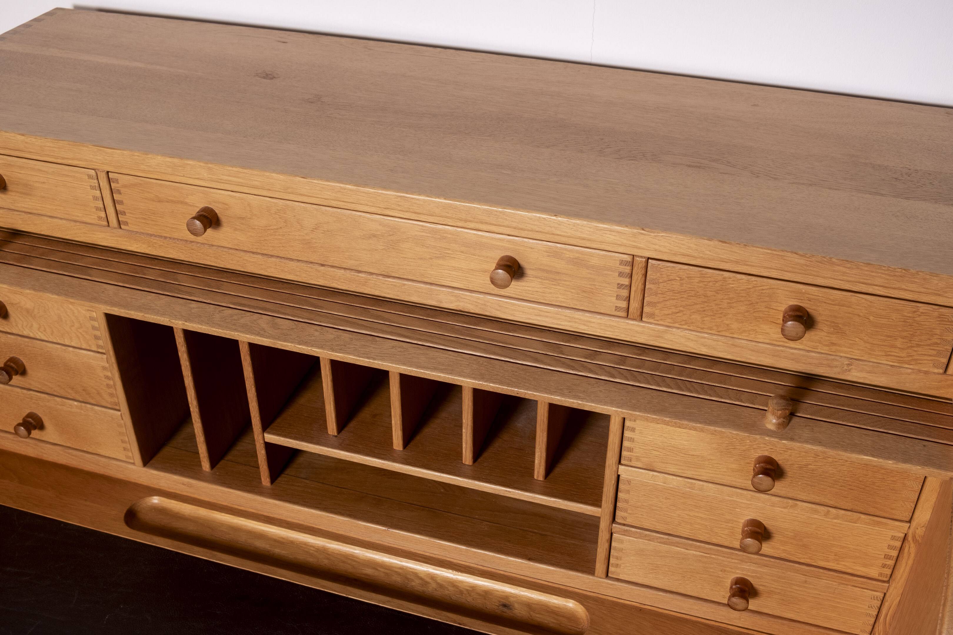 Andreas Hansen Roll Top Desk Secretary in Oak, 1970s Hadsten Traeindustri