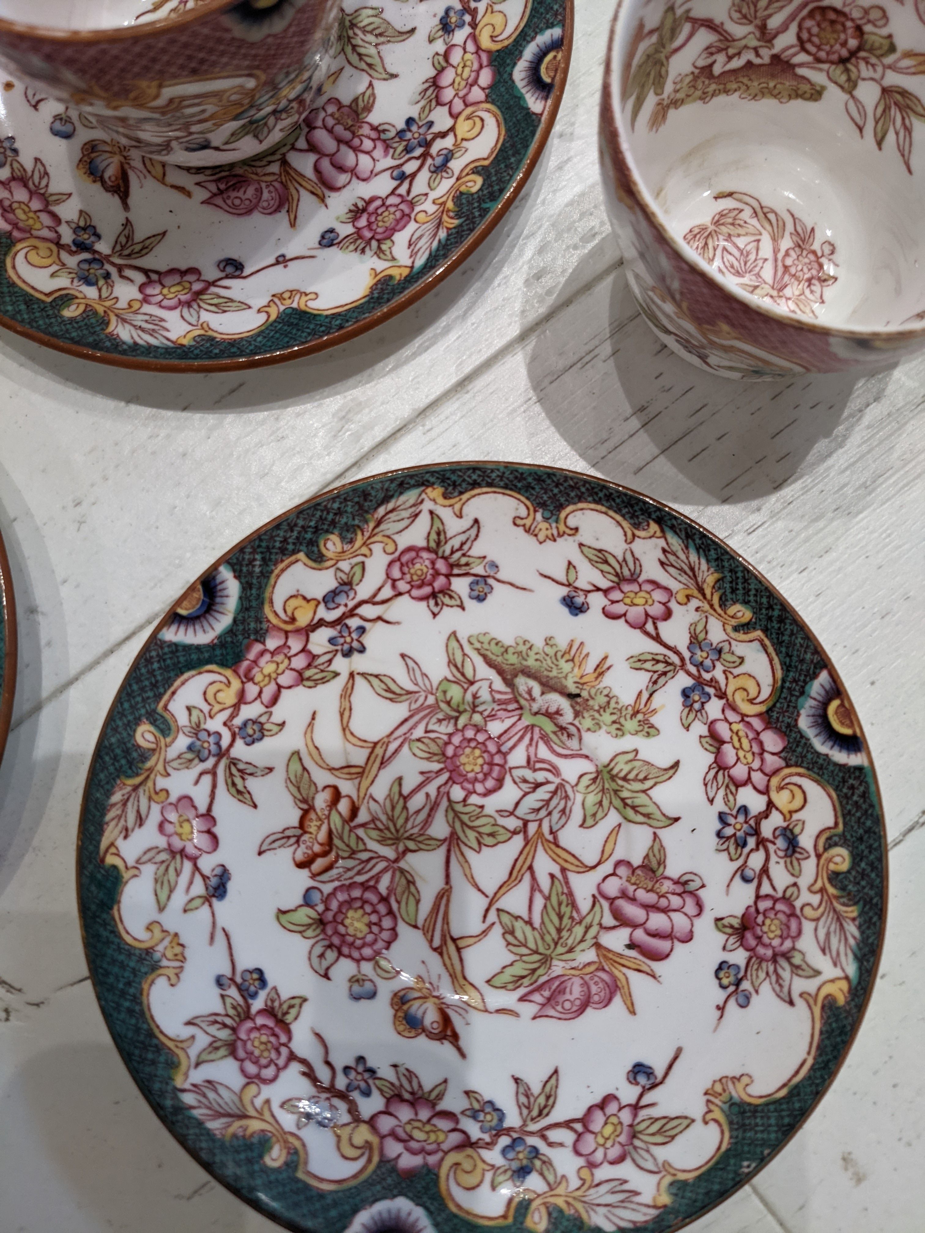 Cups and saucers fine porcelain Sarreguemines old