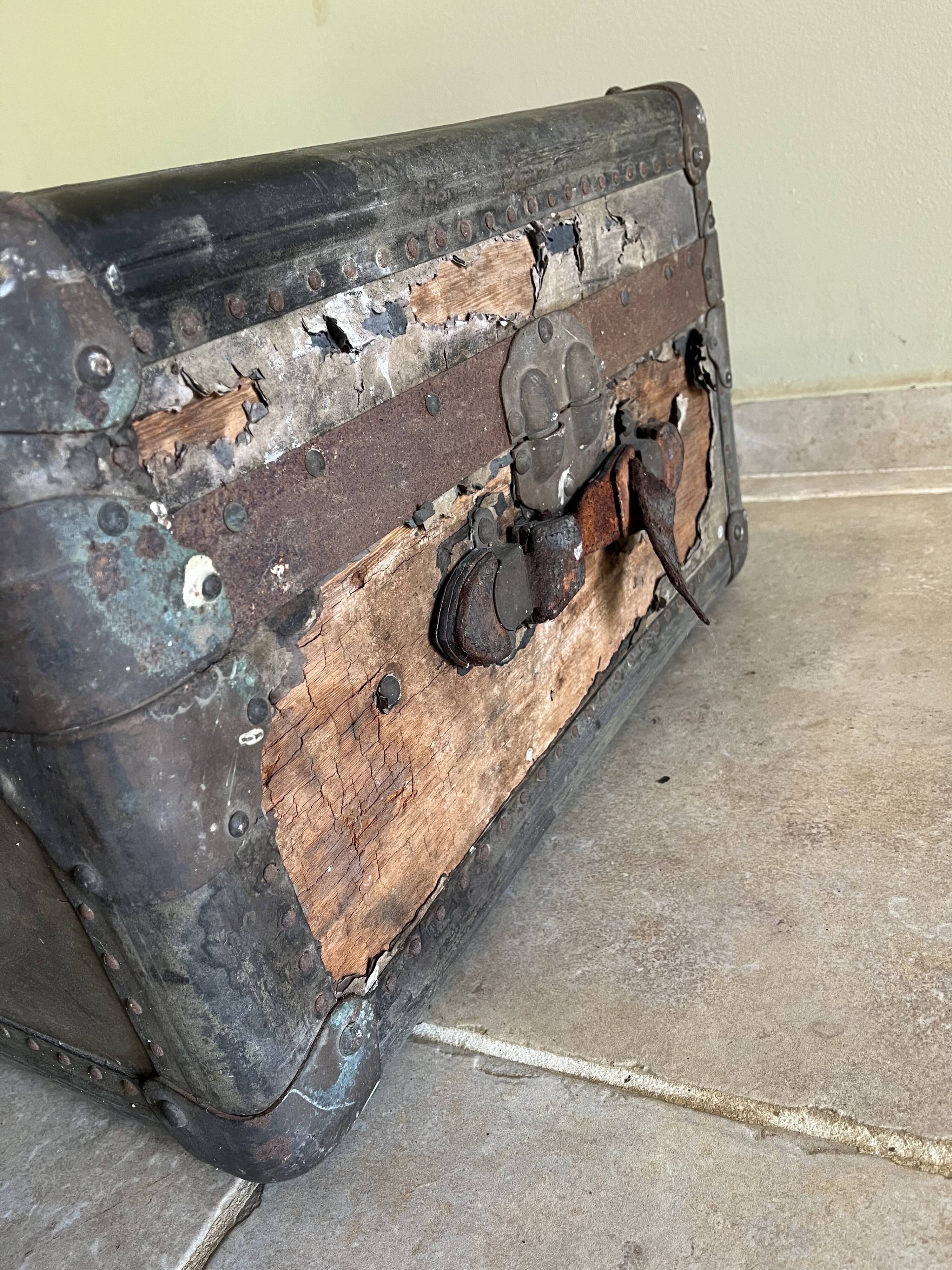 Large travel trunk from the early 20th century.