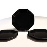 6 black Arcoroc "Octime" dinner plates (set 2)