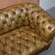 Canapé Chesterfield en cuir teint à la main, victorien rempli de crin de cheval
