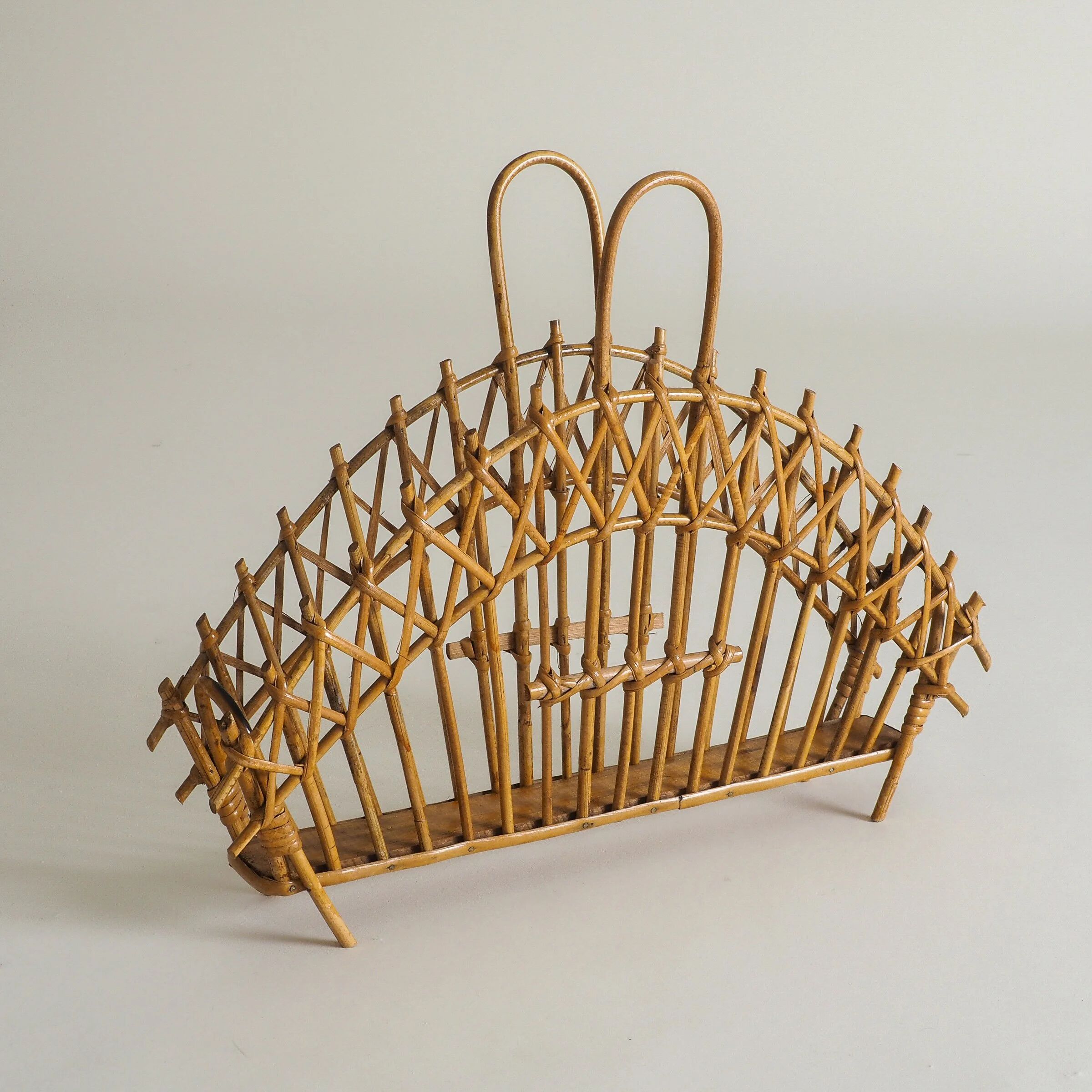 Mid-century rattan magazine holder