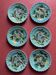 Lot de 6 Assiettes Barbotine Sarreguemines Turquoise - Oiseaux & Fruit