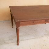 Vintage wooden and leather desk dining table