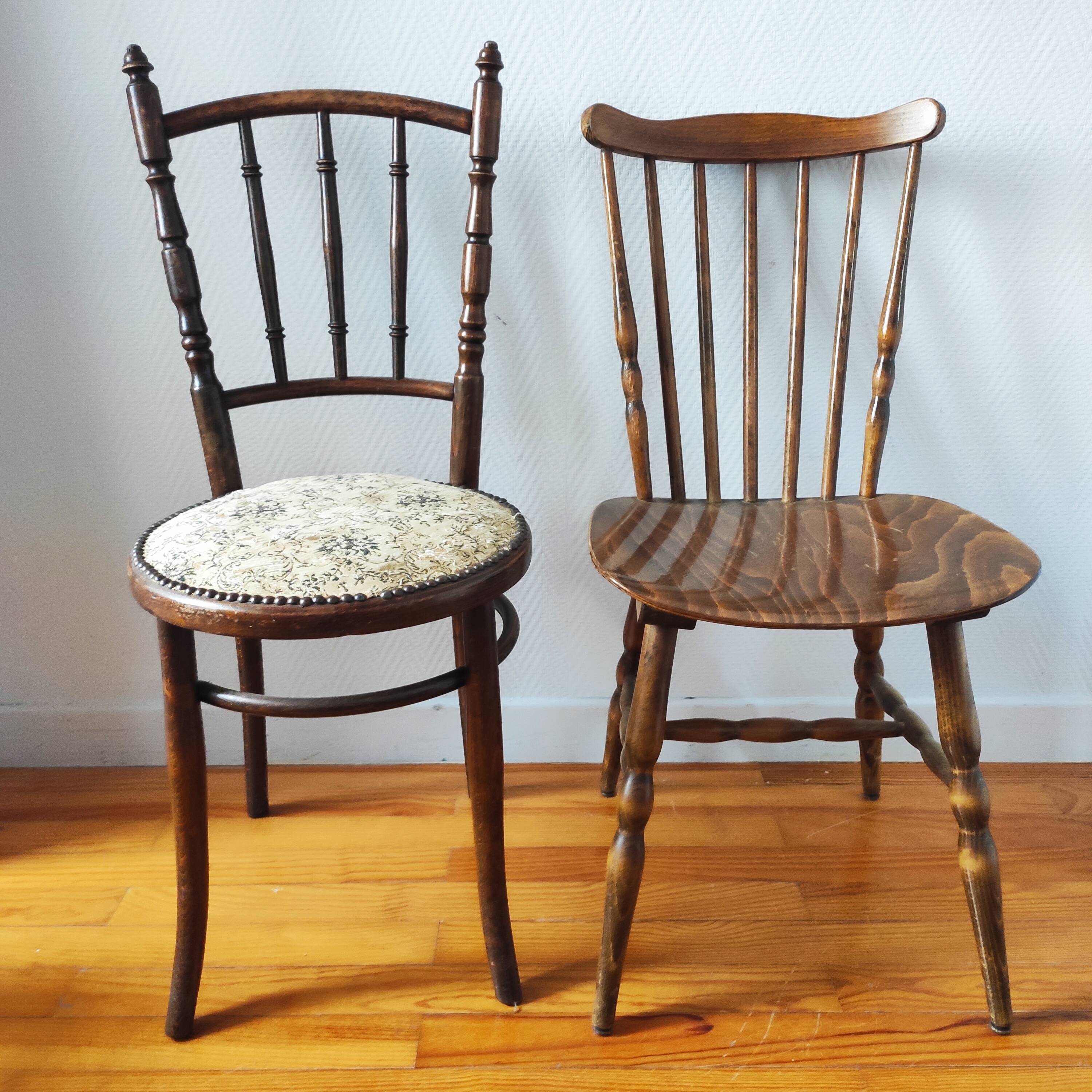 Set of 4 mismatched bistro chairs