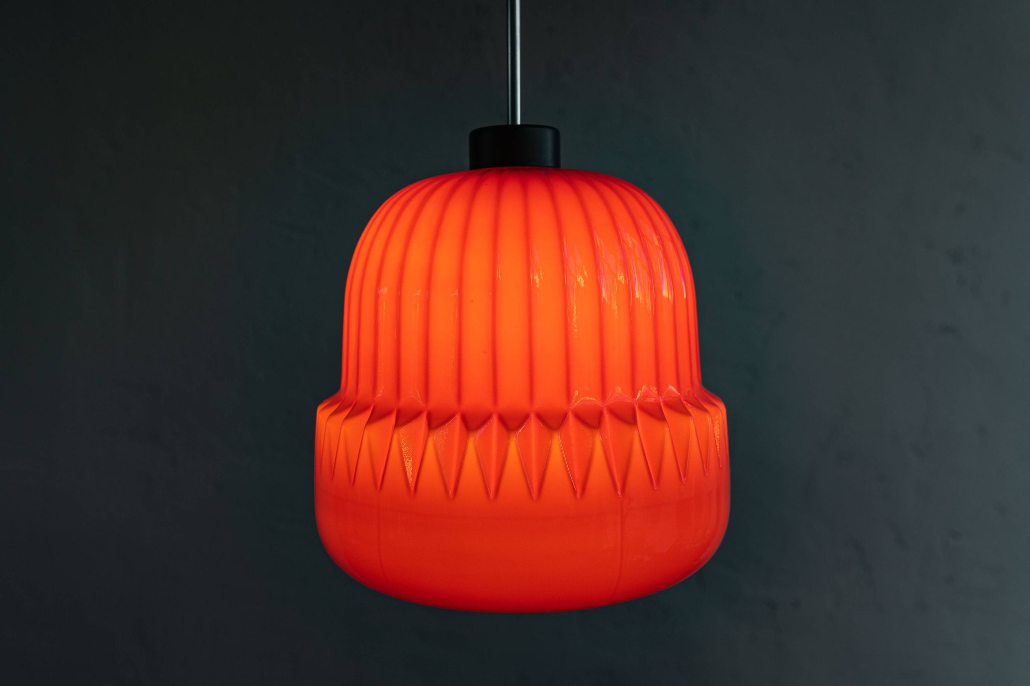 Vintage Czechoslovak Glass Hanging Lamp By Osvětlovací Sklo, 1970s