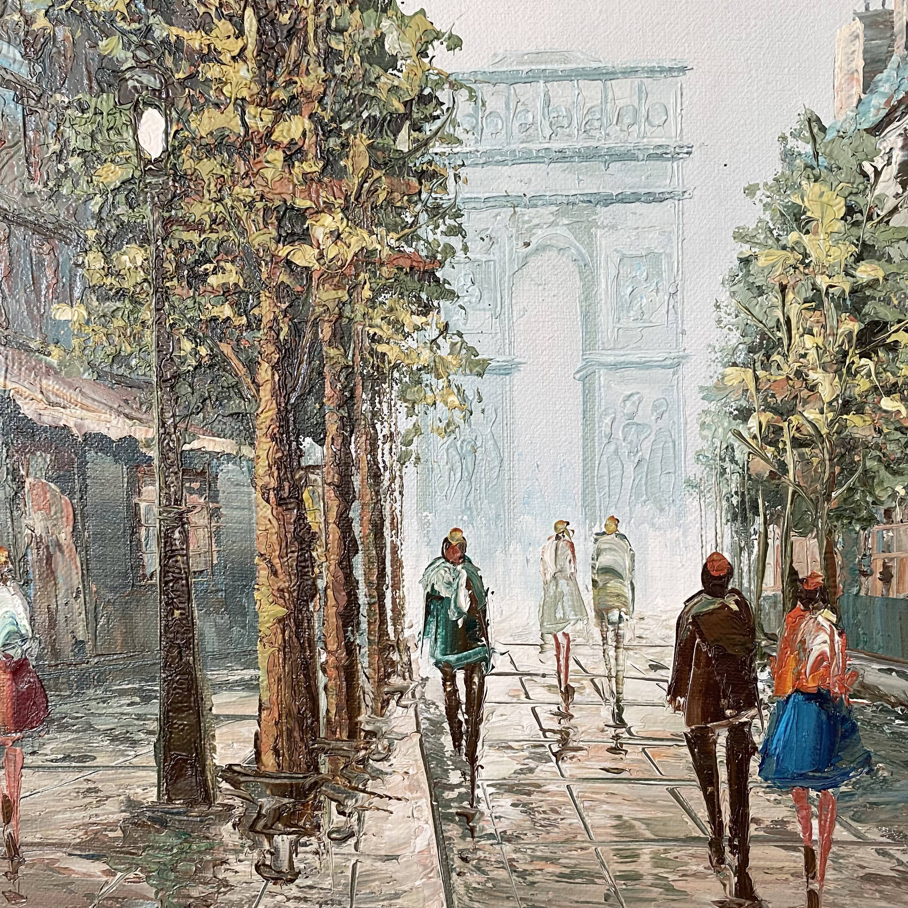 Peinture Vue de Paris signée Henry Rogers Champs Élysée - Arc de Triomphe