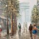 Peinture Vue de Paris signée Henry Rogers Champs Élysée - Arc de Triomphe