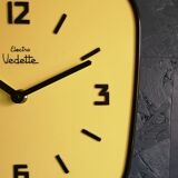 Vintage formica clock silent wall clock "Yellow Star"