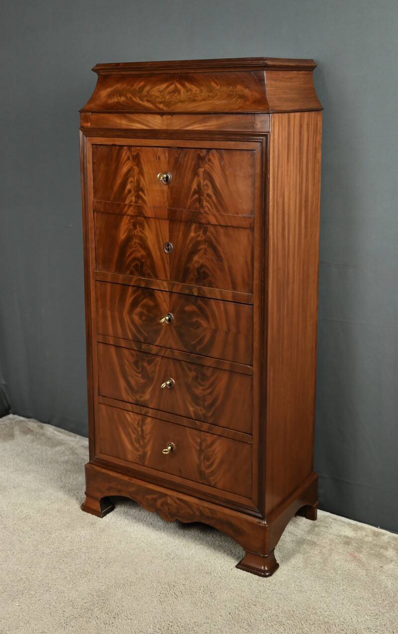 Small Secretary/Chiffonier in Mahogany Burl and Lemonwood – 1900