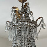 Large Montgolfière chandelier with crystal drops