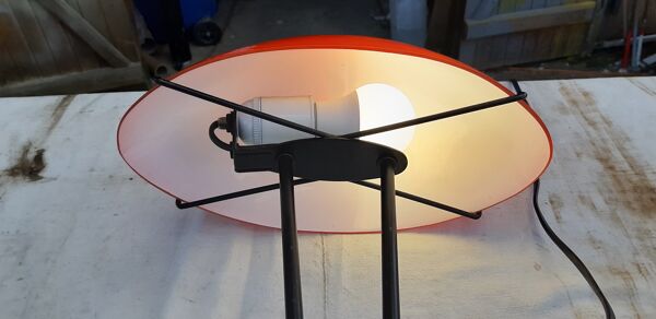 Lampe vintage en opaline orange et blanche