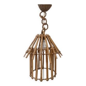 Suspension vintage en rotin