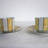 6 60s striped iridescent porcelain coffee cups