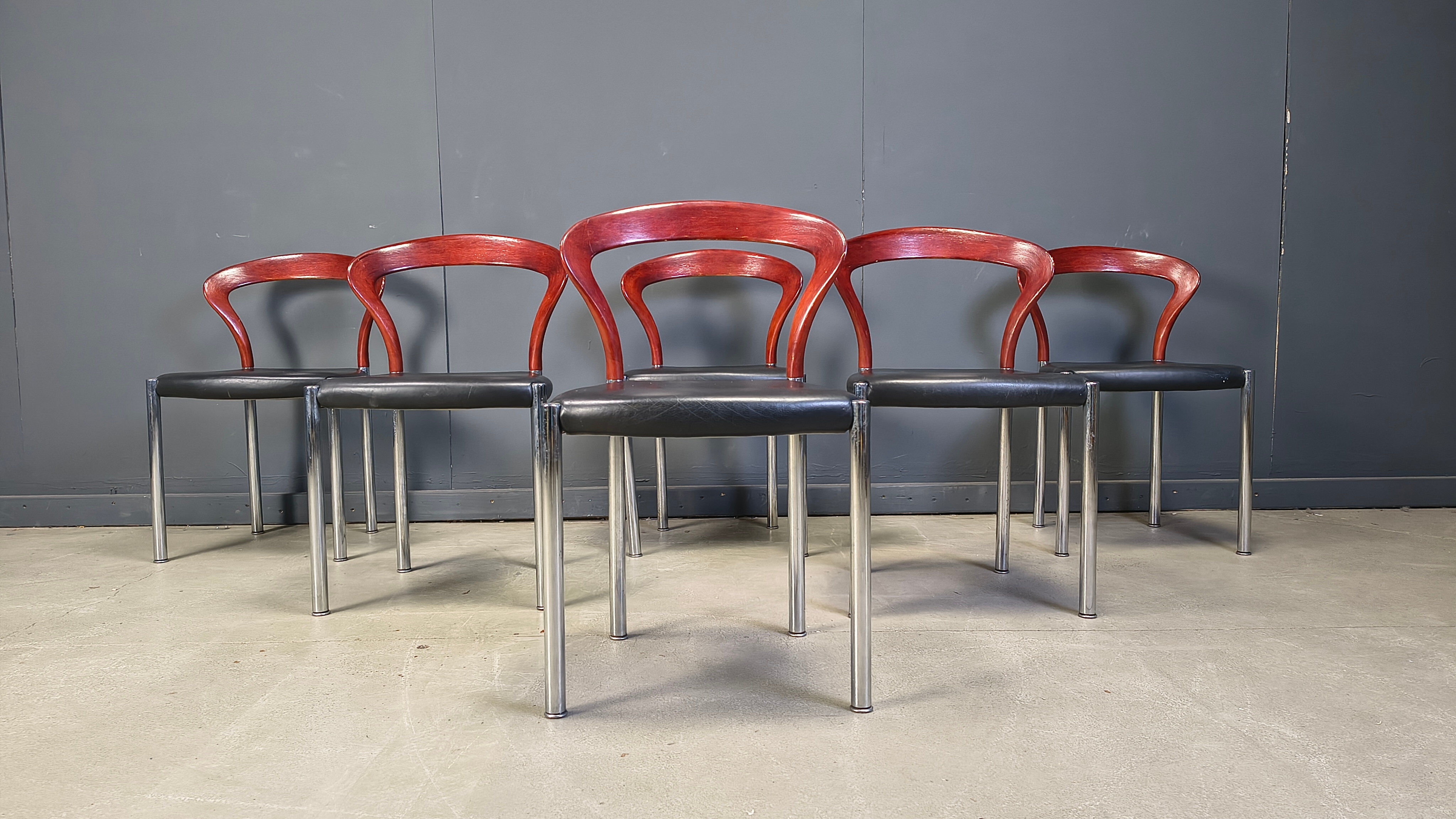 Vintage Lotus chairs by Hartmut Lohmeyer for Kusch & Co., 1970s, set of 6