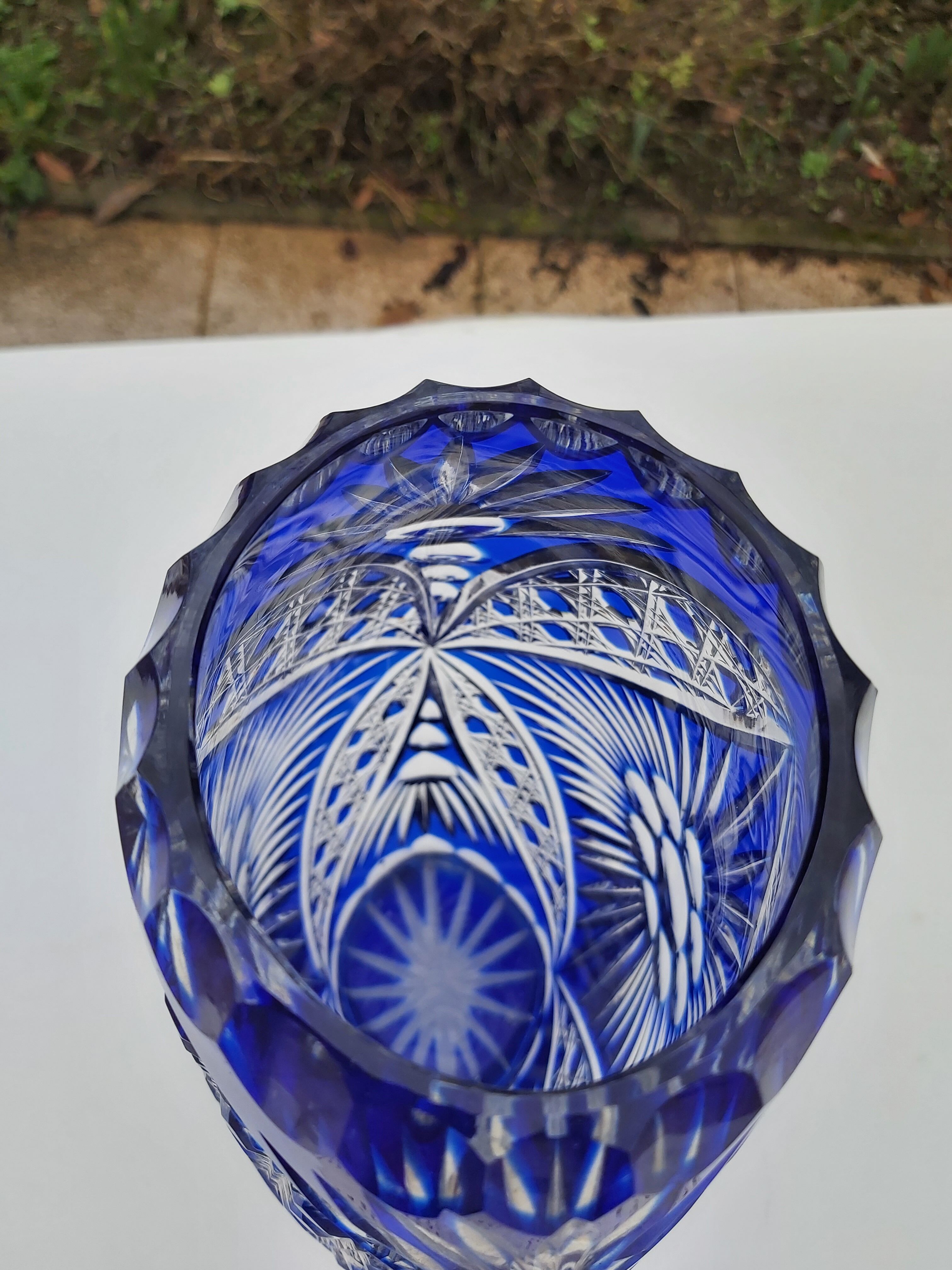 Bohemian crystal blue vase height 36.5 cm7